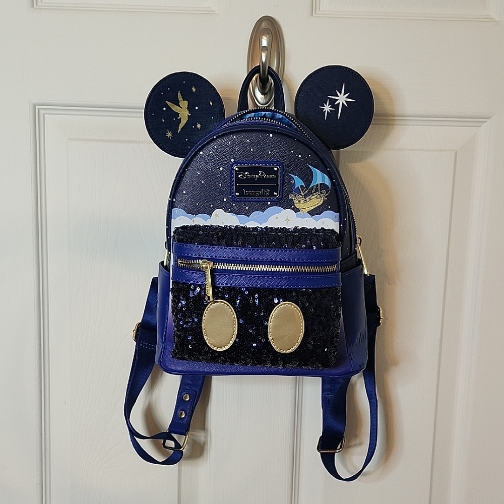 Disney Blue and Gold Mini Backpack with Mickey Ears